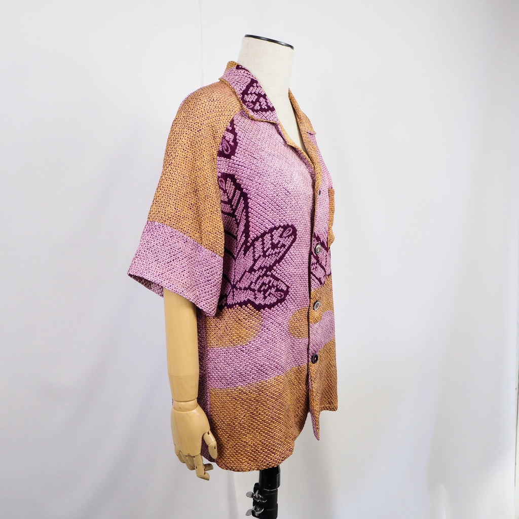 Kimono Aloha Shirt Silk M Size CA50