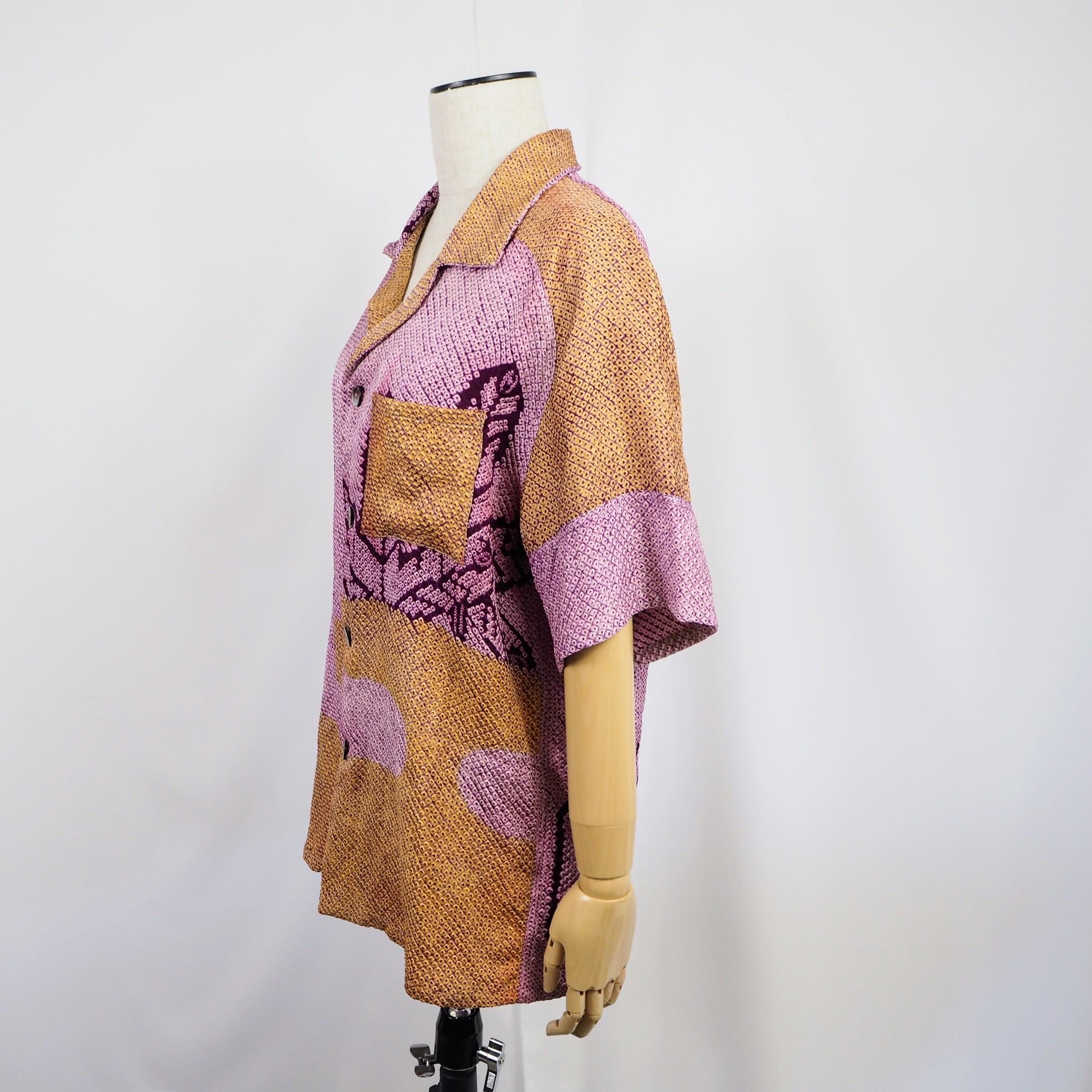Kimono Aloha Shirt Silk M Size CA50