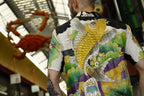 Kimono Aloha Shirt, Carp Pattern, Silk, Size M, CA22