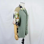 Kimono Aloha Shirt, Crane, Hawk, Tiger, Silk, Size M, CA48