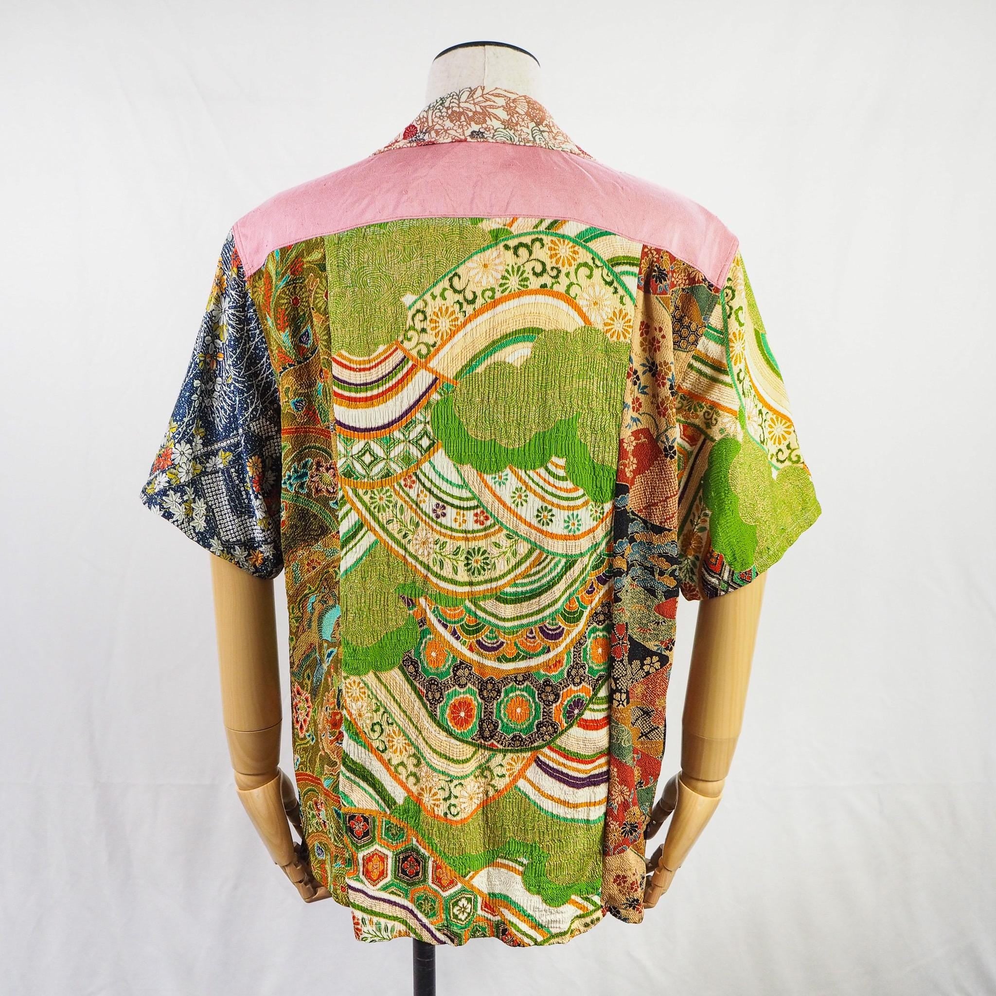 着物アロハシャツ シルク Mサイズ CA31