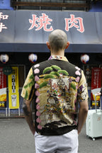 Kimono Aloha Shirt, Momotaro, Peach, Silk, Size M, CA15