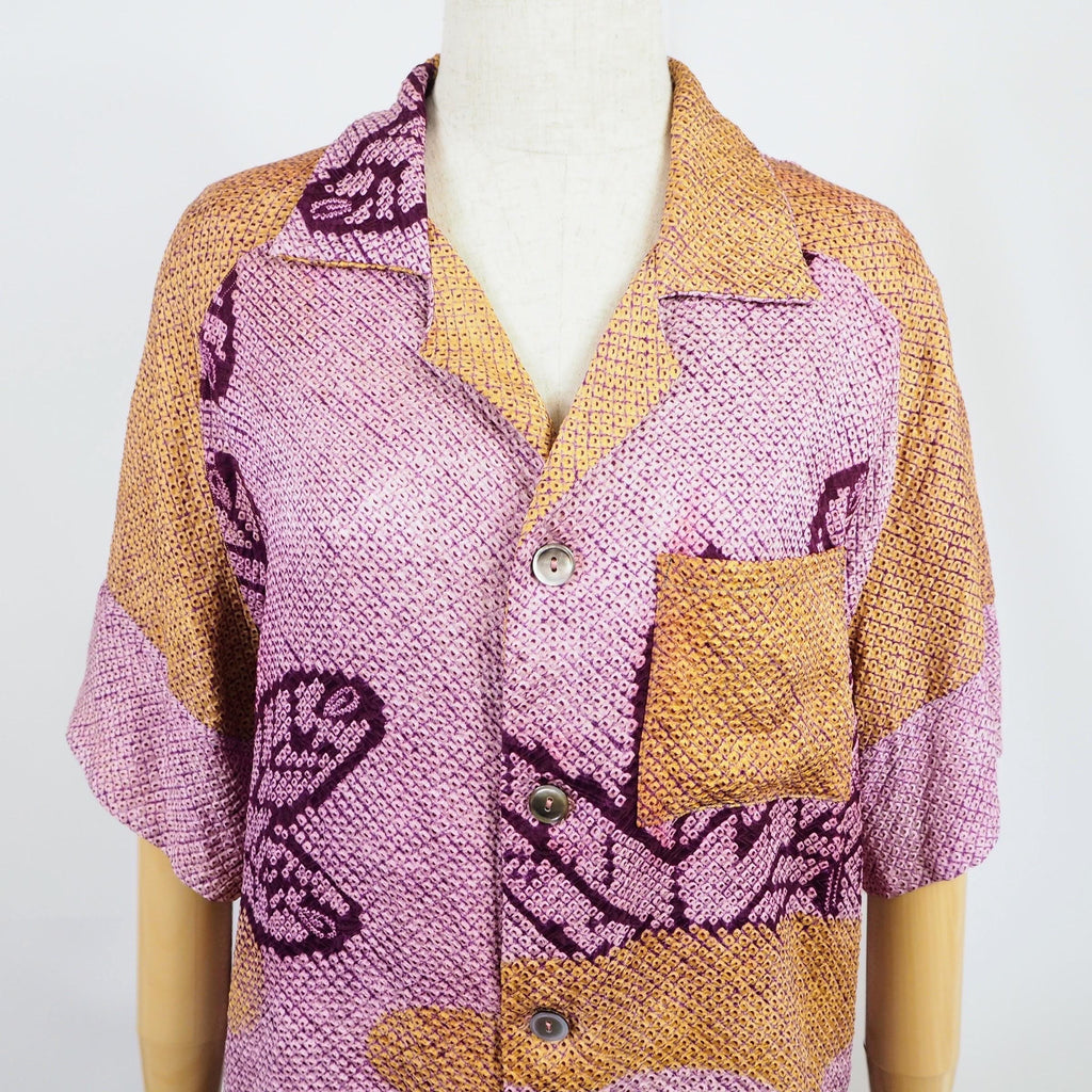 Kimono Aloha Shirt Silk M Size CA50