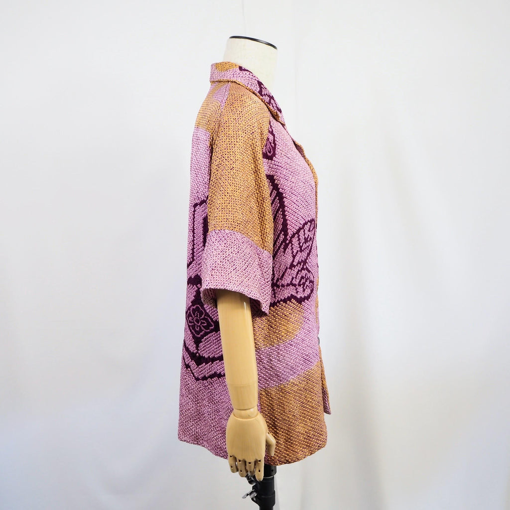 Kimono Aloha Shirt Silk M Size CA50