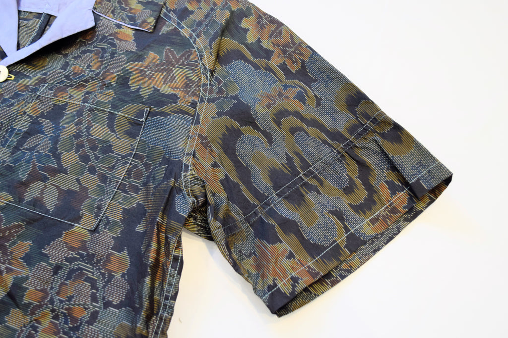 着物アロハシャツ 大島紬 シルク Lサイズ CA57