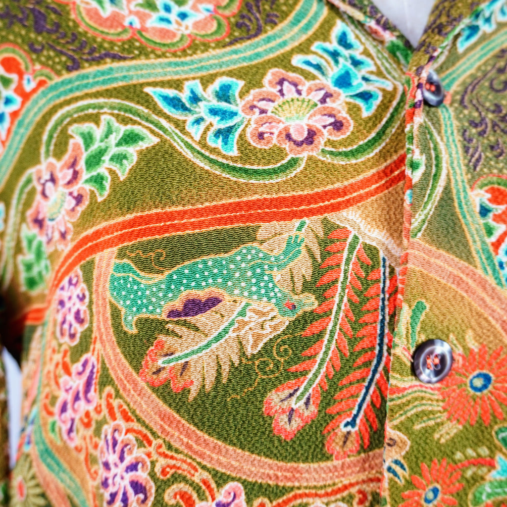 Kimono Aloha Shirt Silk Size S CA3