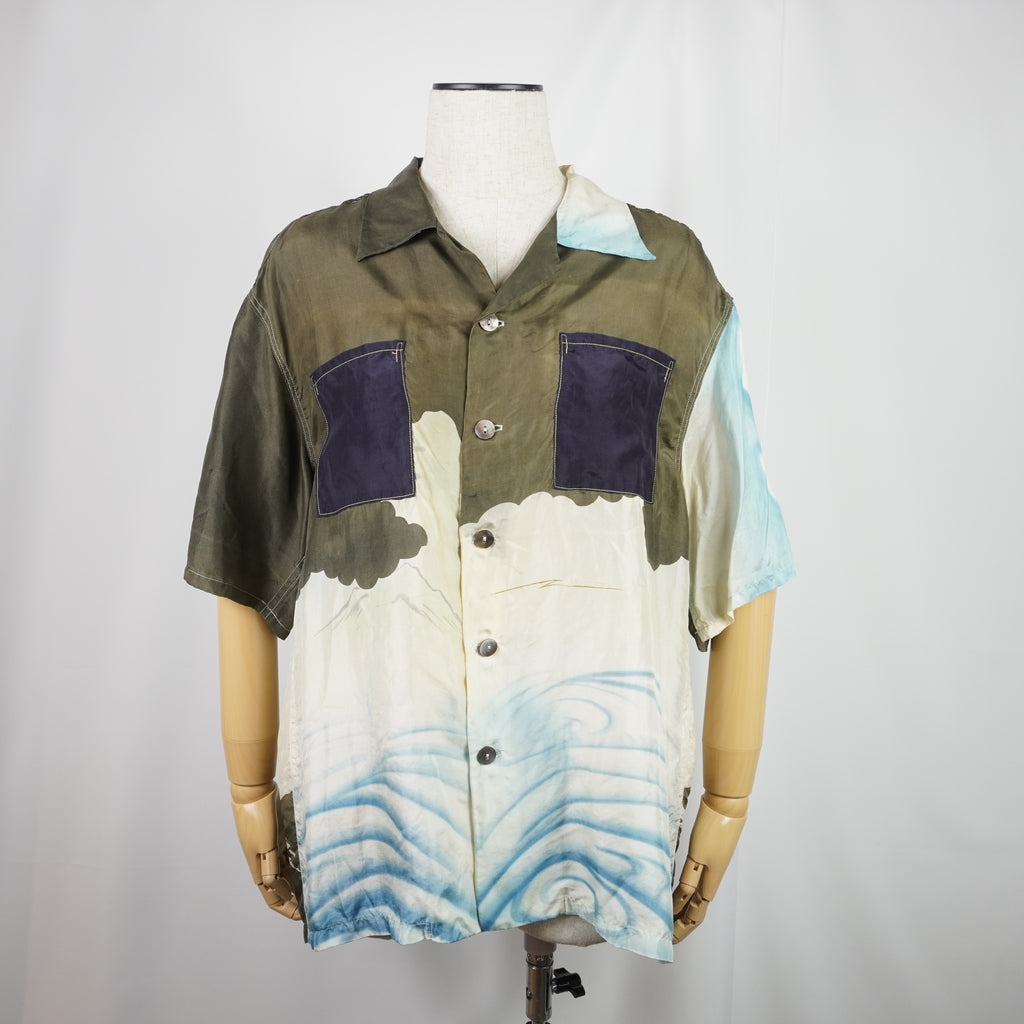 Kimono Aloha Shirt, Carp Pattern, Silk, Size M, CA6