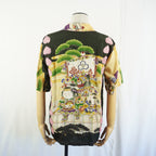 Kimono Aloha Shirt, Momotaro, Peach, Silk, Size M, CA15