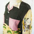 Kimono Aloha Shirt, Momotaro, Peach, Silk, Size M, CA15