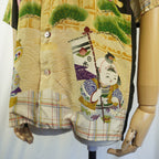 Kimono Aloha Shirt, Momotaro, Peach, Silk, Size M, CA15