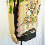 Kimono Aloha Shirt, Momotaro, Peach, Silk, Size M, CA15
