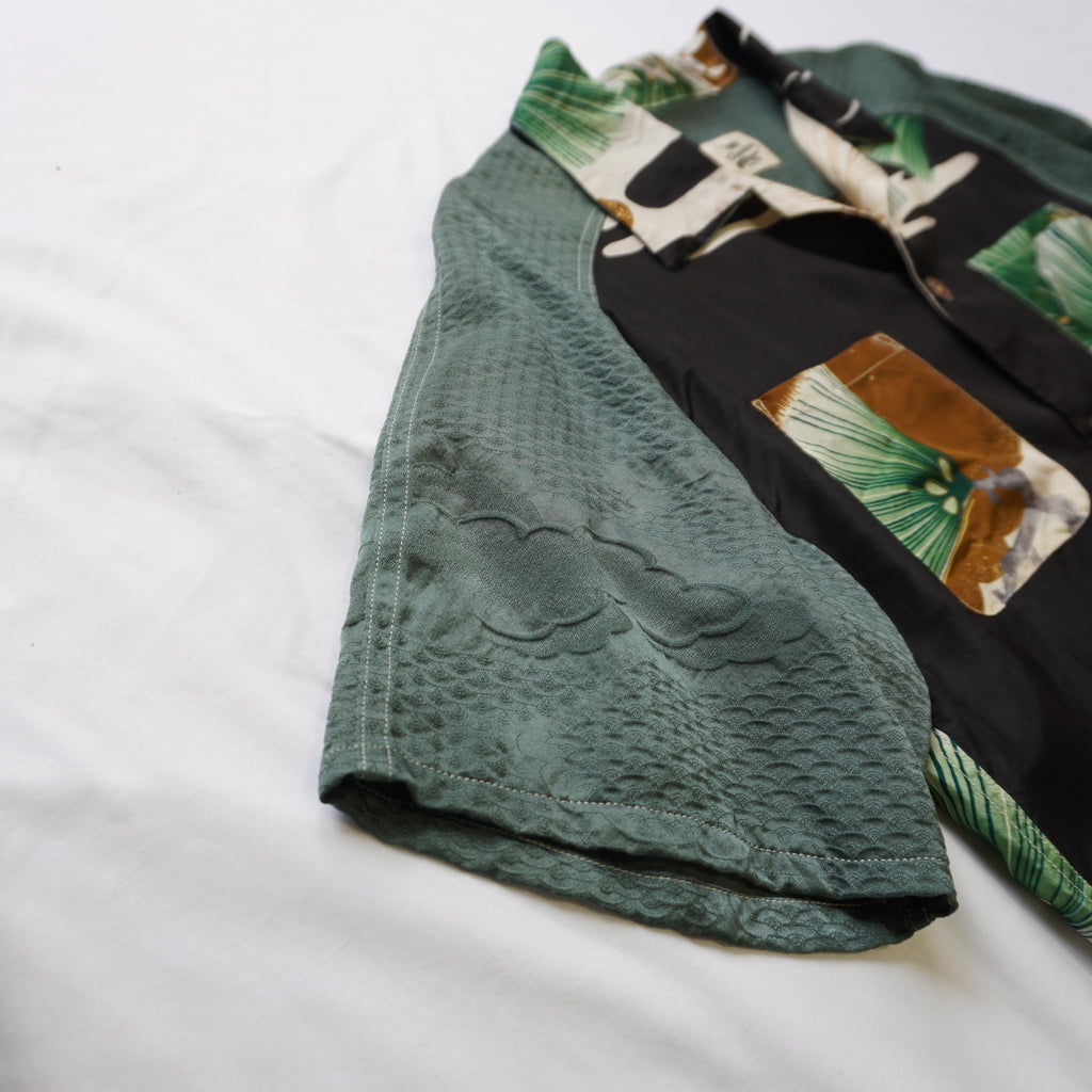 着物アロハシャツ　産着　鷹刺繍　Lサイズ　CA93