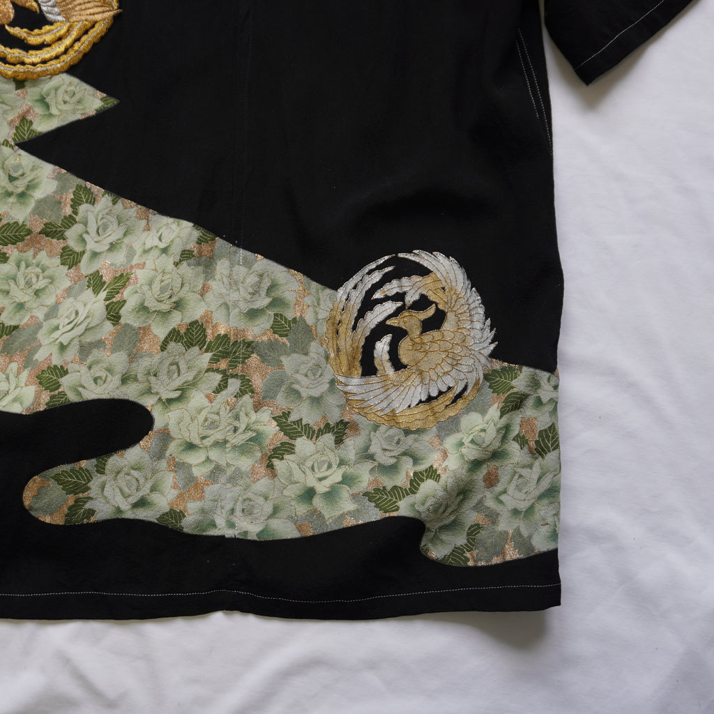 着物アロハシャツ　シルク 　Sサイズ　CA90