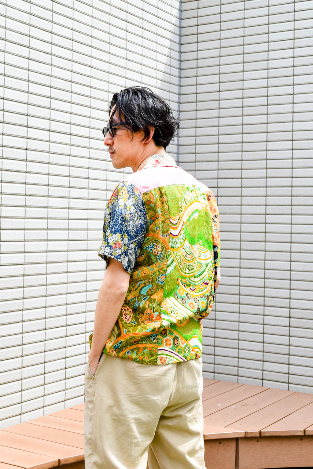 着物アロハシャツ シルク Mサイズ CA31