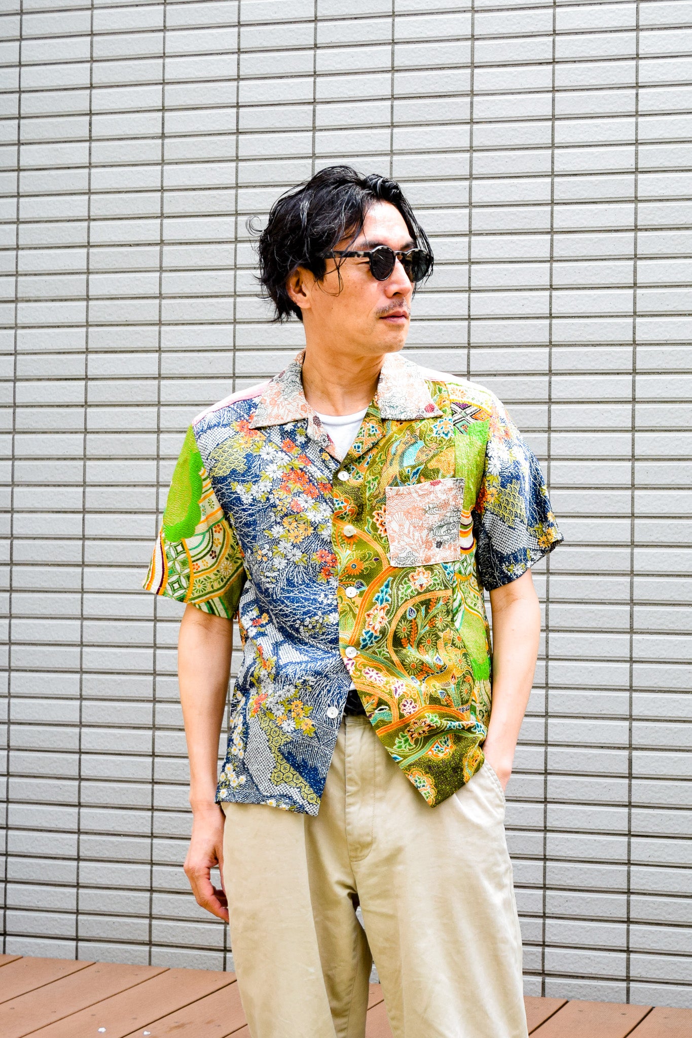 着物アロハシャツ シルク Mサイズ CA31