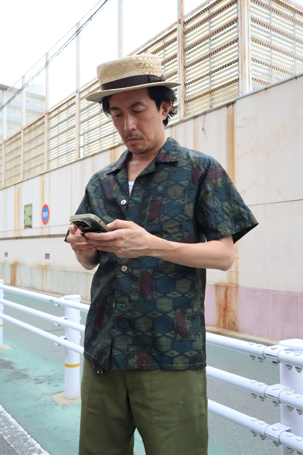 着物アロハシャツ シルク Lサイズ CA75