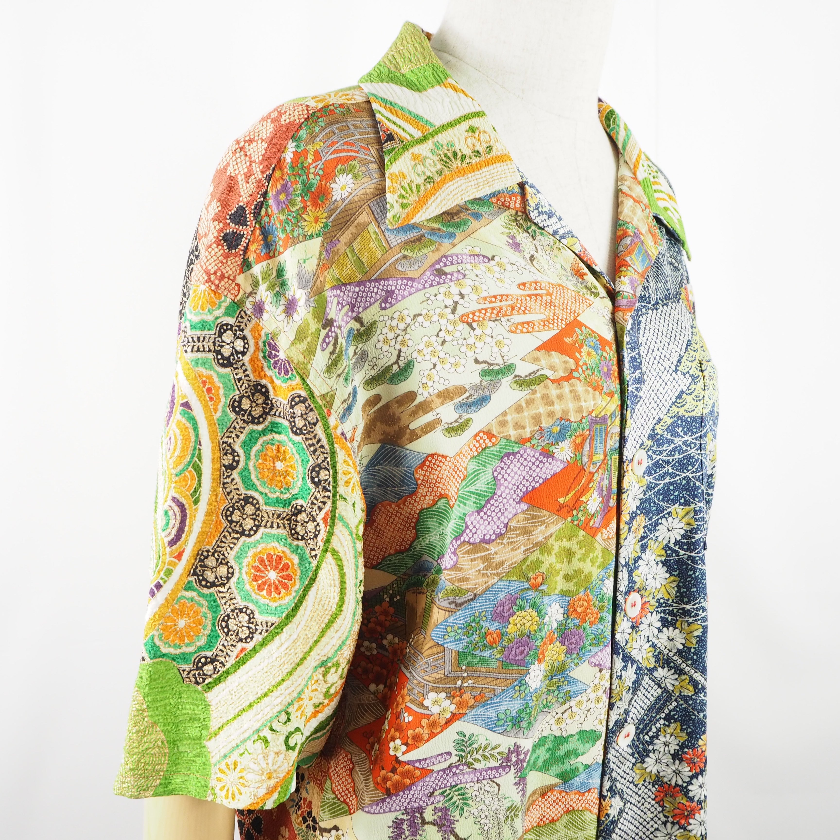 Kimono Aloha Shirt Silk Size L CA16