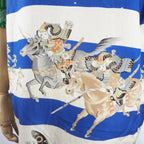Kimono Aloha Shirt, Crane and Helmet Design, Silk, Size M, CA21
