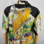 Kimono Aloha Shirt, Carp Pattern, Silk, Size M, CA22