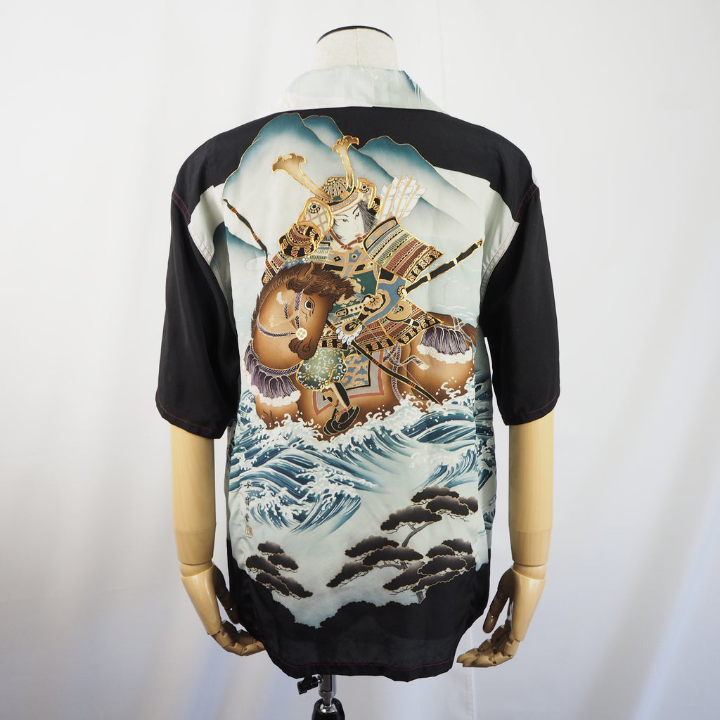 Kimono Aloha Shirt, Shogun Horse, Silk, Size M, CA23