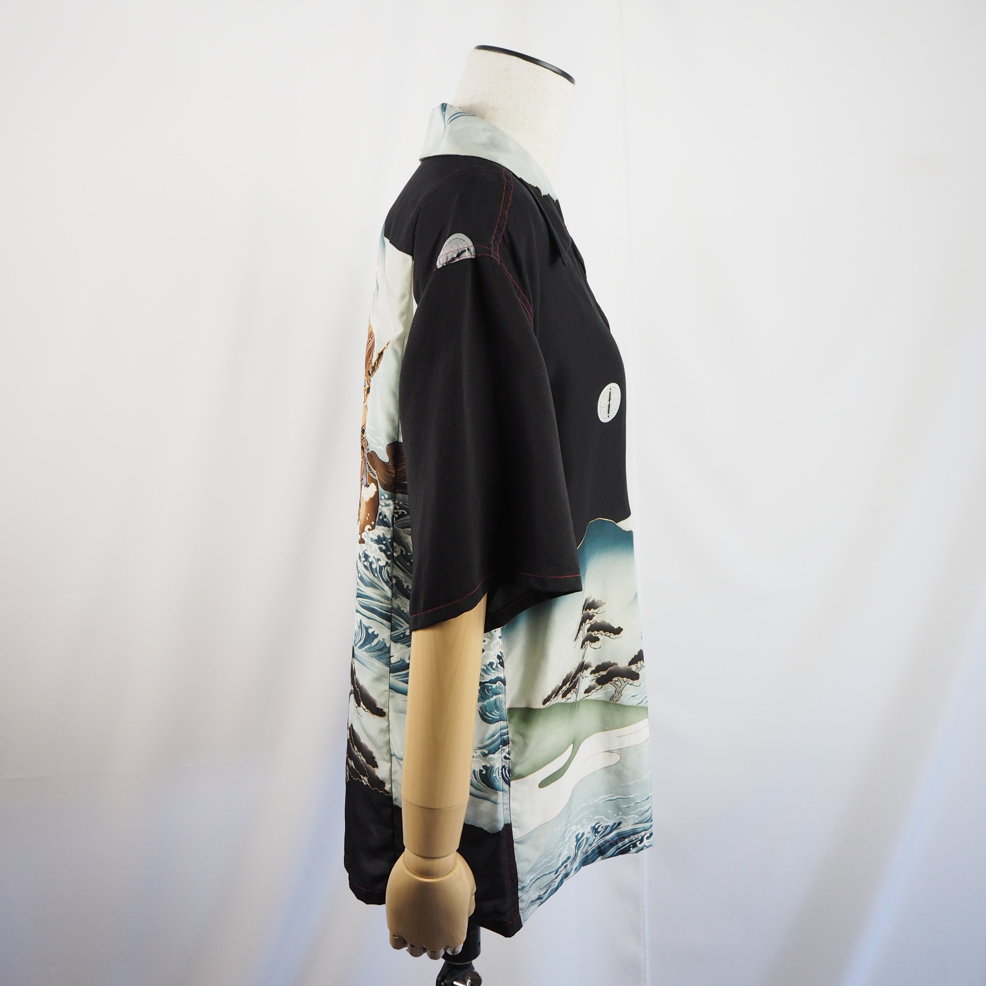 Kimono Aloha Shirt, Shogun Horse, Silk, Size M, CA23