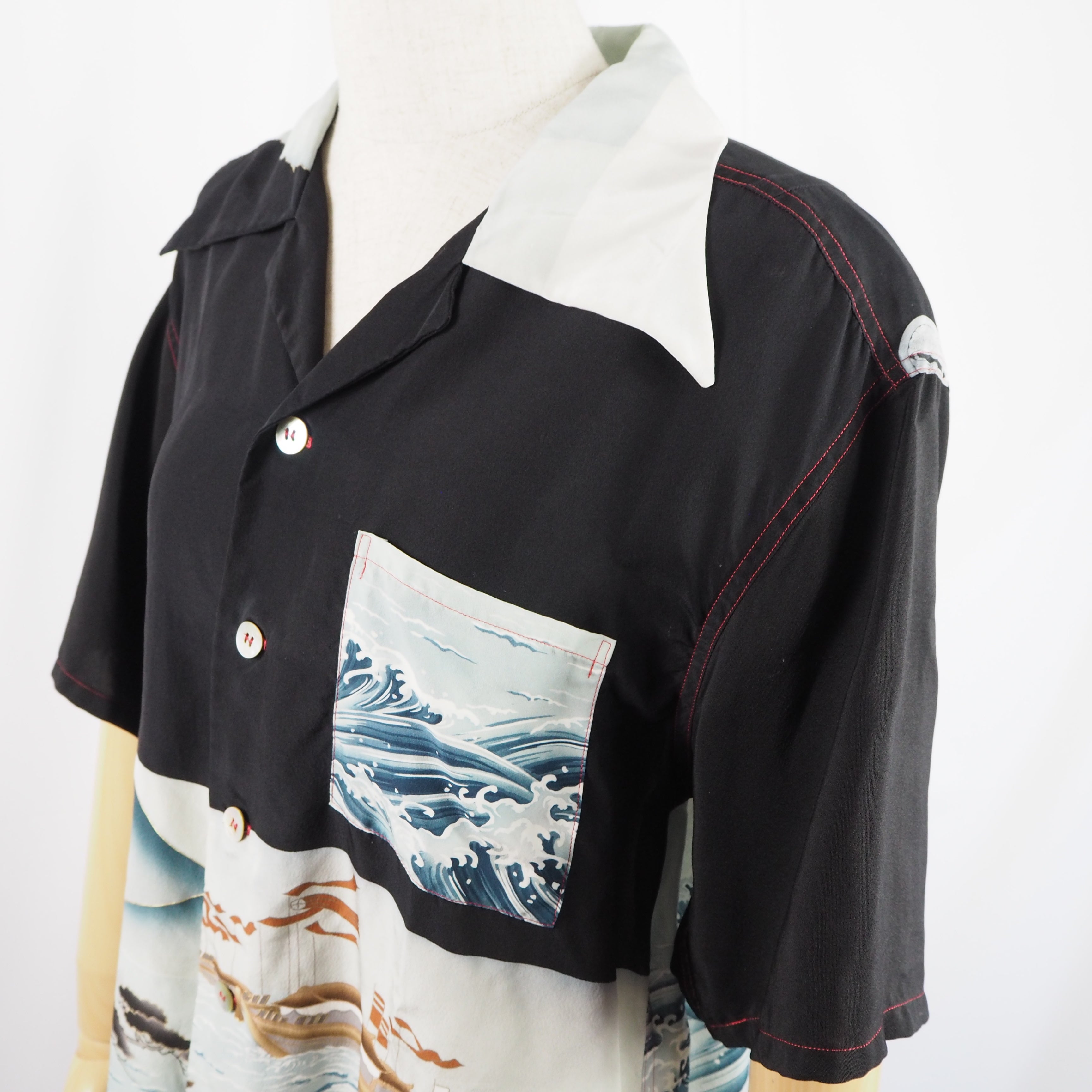 Kimono Aloha Shirt, Shogun Horse, Silk, Size M, CA23