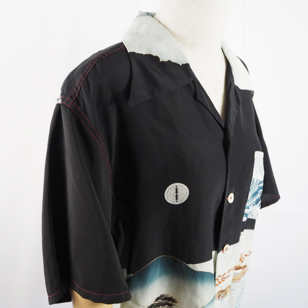 Kimono Aloha Shirt, Shogun Horse, Silk, Size M, CA23