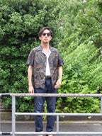 着物アロハシャツ 大島紬 シルク Lサイズ CA57