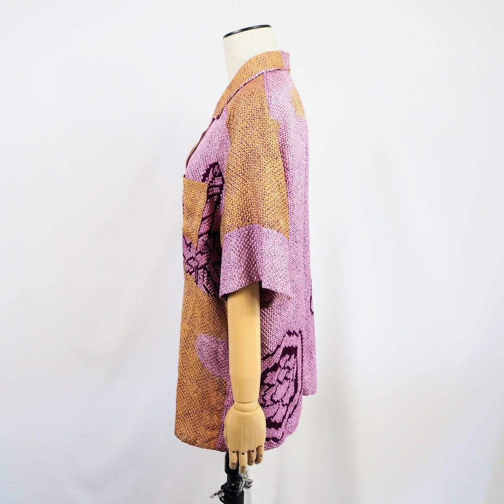 Kimono Aloha Shirt Silk M Size CA50