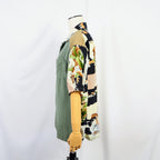 Kimono Aloha Shirt, Crane, Hawk, Tiger, Silk, Size M, CA48