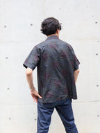 着物アロハシャツ 大島紬 シルク Lサイズ CA60