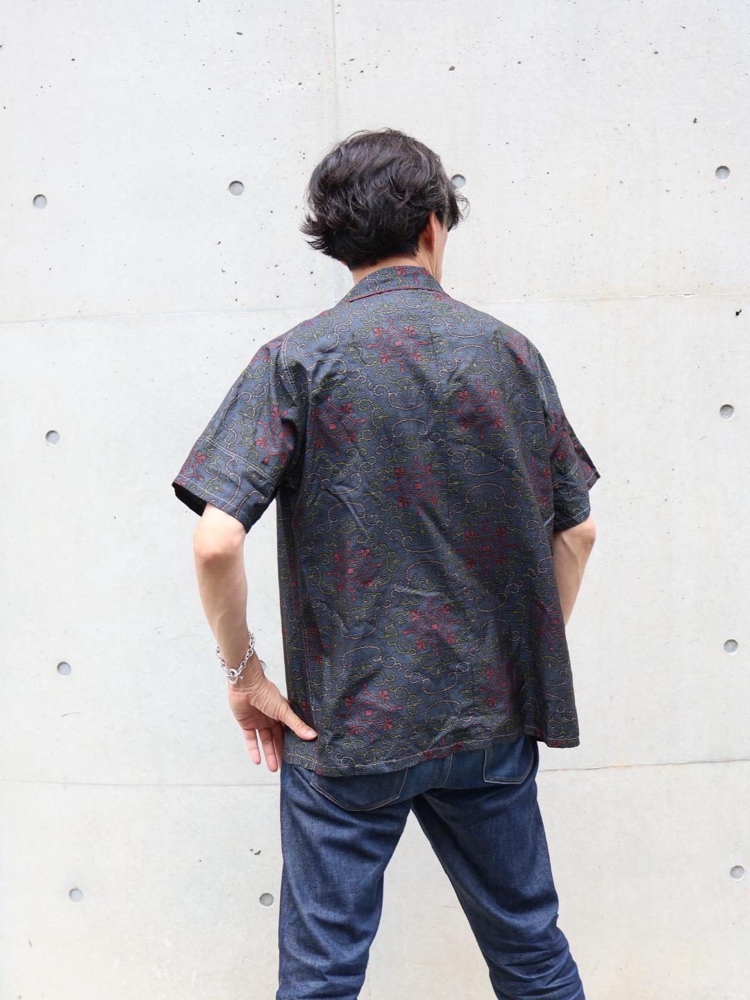 着物アロハシャツ 大島紬 シルク Lサイズ CA60