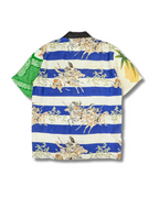 Kimono Aloha Shirt, Crane and Helmet Design, Silk, Size M, CA21