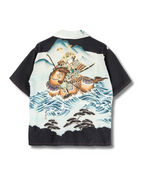 Kimono Aloha Shirt, Shogun Horse, Silk, Size M, CA23