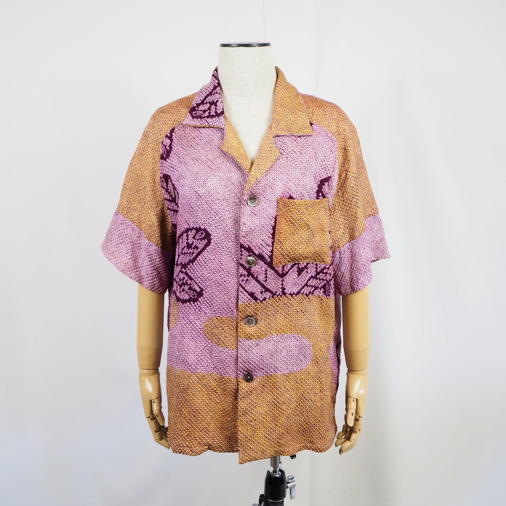 Kimono Aloha Shirt Silk M Size CA50