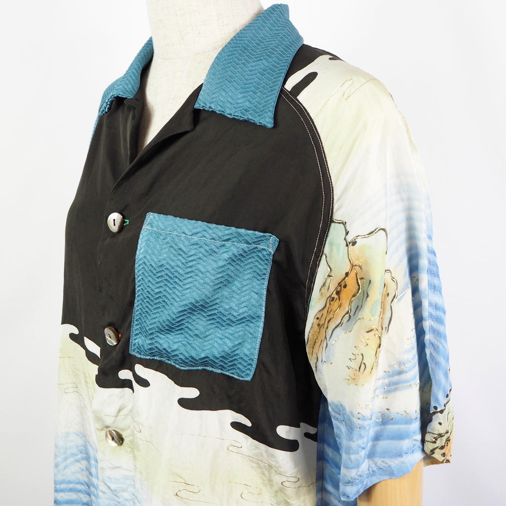 着物アロハシャツ 鯉 シルク Mサイズ CA38