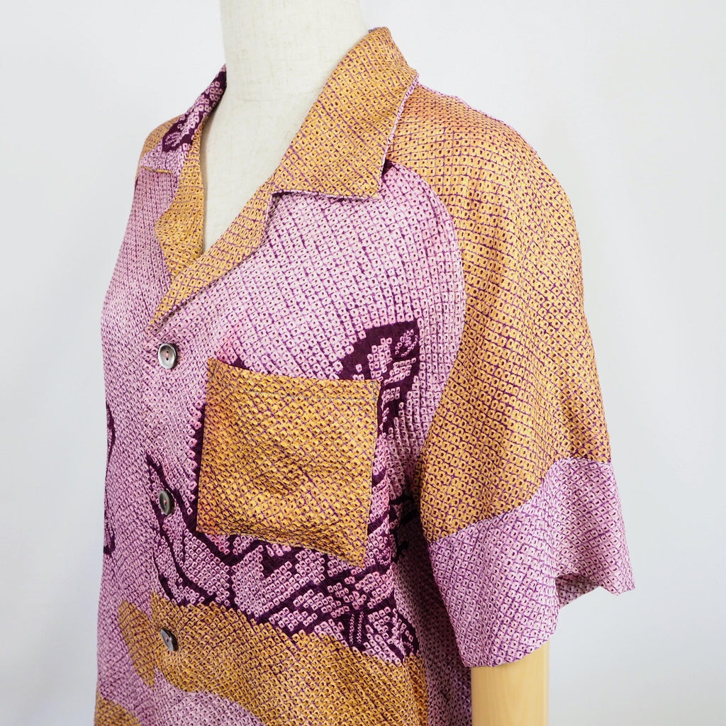 Kimono Aloha Shirt Silk M Size CA50