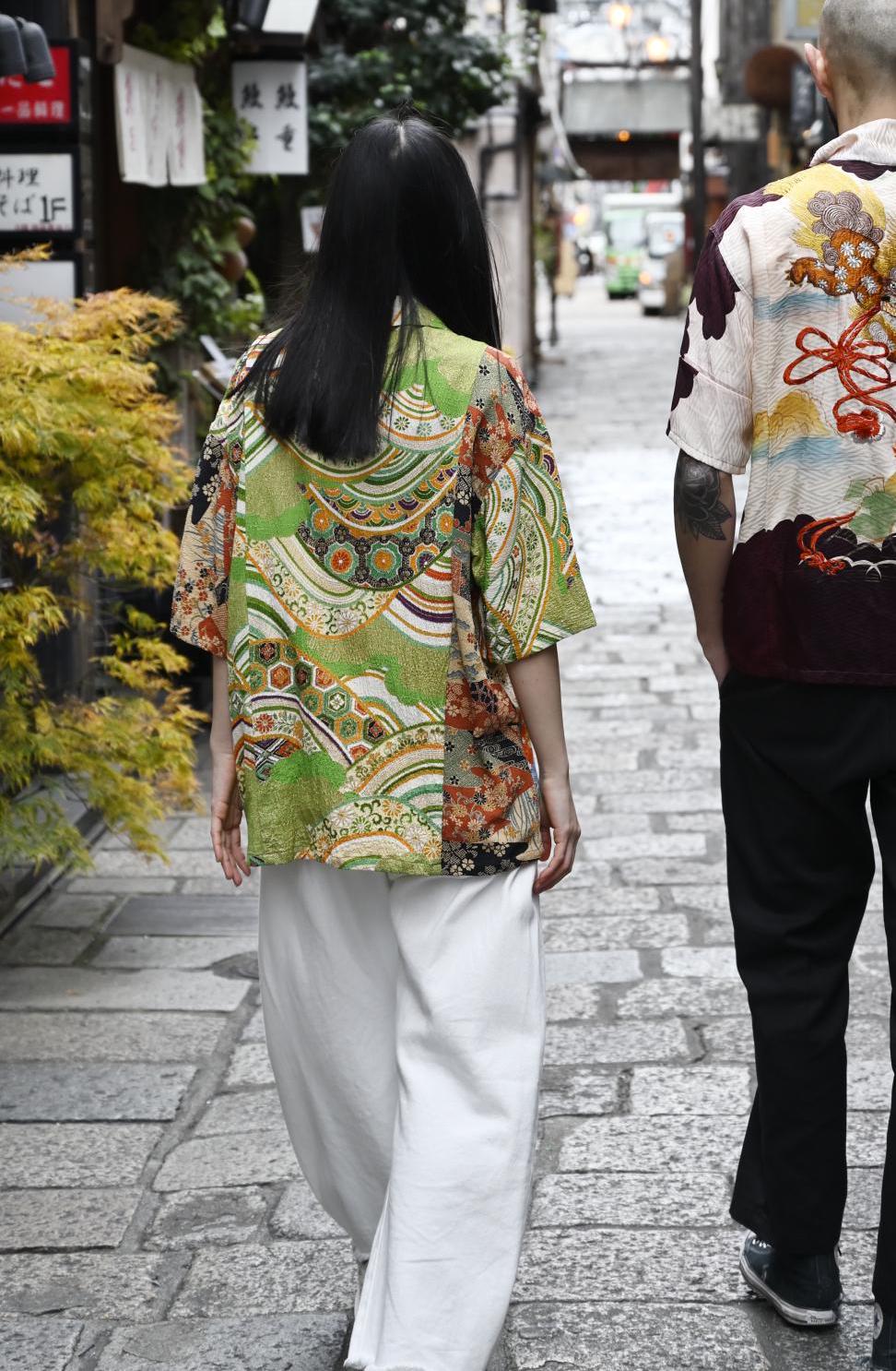 Kimono Aloha Shirt Silk Size L CA16